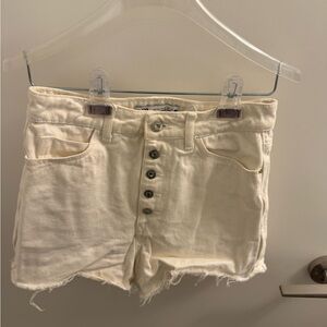 Women's Cream Button-Up Shorts